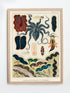 Raw Oak Wood Framed Great Barrier Reef Molluscs and Planarians Vintage Illustration Wall Art Print